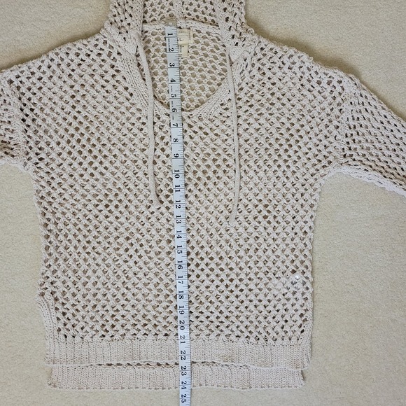 Nicole Miller Artelier Crochet Drawstring Hood Stretchy Long Sleeve Top Size XS - Picture 10 of 14